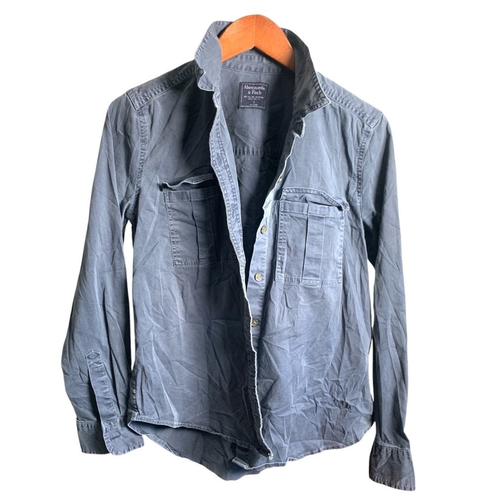 Abercrombie & Fitch Blue Button Up Cotton Long Sleeve Shirt Size Small